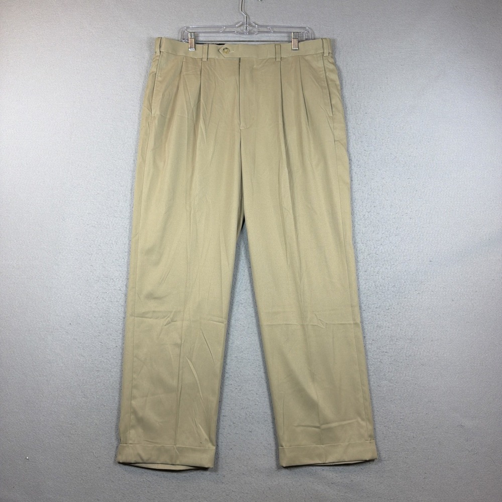 Nicklaus Performance Golf Pants Pleated Tan Cuffed NWT Men 36X30